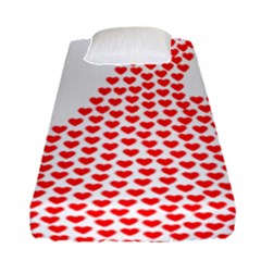 Heart Love Valentines Day Red Sign Fitted Sheet (single Size) by Alisyart