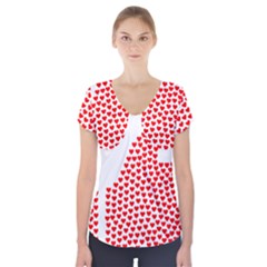 Heart Love Valentines Day Red Sign Short Sleeve Front Detail Top