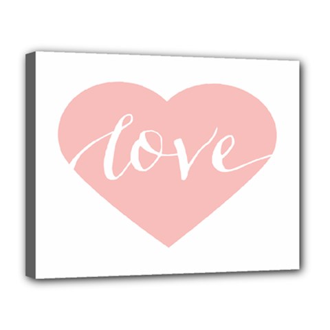 Love Valentines Heart Pink Canvas 14  x 11 