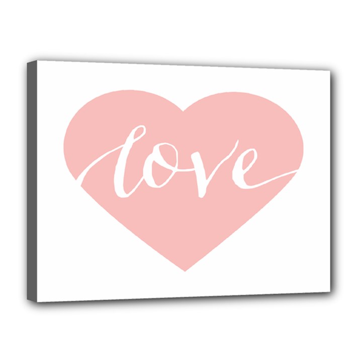 Love Valentines Heart Pink Canvas 16  x 12 