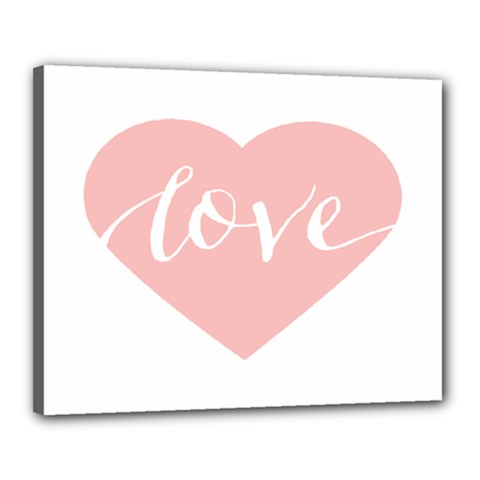 Love Valentines Heart Pink Canvas 20  x 16 