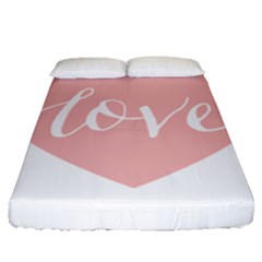 Love Valentines Heart Pink Fitted Sheet (Queen Size)