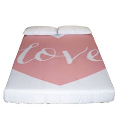 Love Valentines Heart Pink Fitted Sheet (King Size)