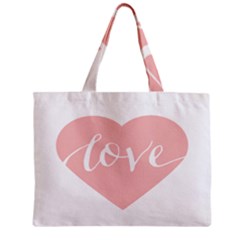 Love Valentines Heart Pink Zipper Mini Tote Bag
