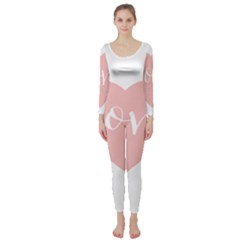 Love Valentines Heart Pink Long Sleeve Catsuit