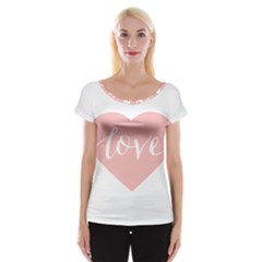 Love Valentines Heart Pink Women s Cap Sleeve Top by Alisyart