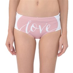 Love Valentines Heart Pink Mid-Waist Bikini Bottoms
