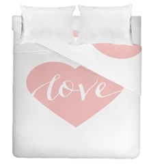 Love Valentines Heart Pink Duvet Cover Double Side (Queen Size)