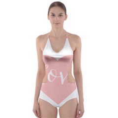 Love Valentines Heart Pink Cut-Out One Piece Swimsuit