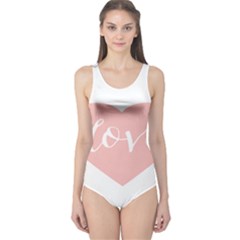 Love Valentines Heart Pink One Piece Swimsuit by Alisyart