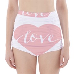 Love Valentines Heart Pink High-Waisted Bikini Bottoms