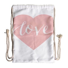 Love Valentines Heart Pink Drawstring Bag (large) by Alisyart