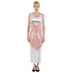 Love Valentines Heart Pink Fitted Maxi Dress