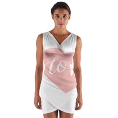 Love Valentines Heart Pink Wrap Front Bodycon Dress