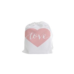 Love Valentines Heart Pink Drawstring Pouches (XS) 