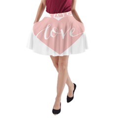 Love Valentines Heart Pink A-Line Pocket Skirt