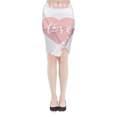 Love Valentines Heart Pink Midi Wrap Pencil Skirt