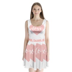 Love Valentines Heart Pink Split Back Mini Dress 