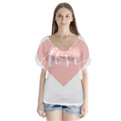Love Valentines Heart Pink Flutter Sleeve Top by Alisyart
