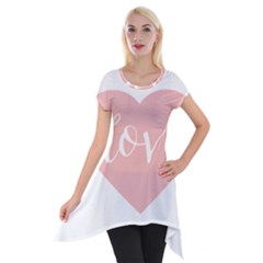 Love Valentines Heart Pink Short Sleeve Side Drop Tunic