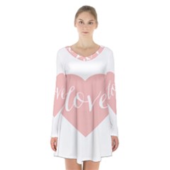 Love Valentines Heart Pink Long Sleeve Velvet V-neck Dress