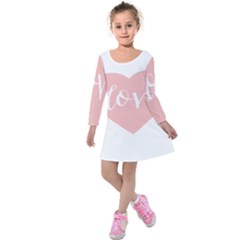 Love Valentines Heart Pink Kids  Long Sleeve Velvet Dress by Alisyart