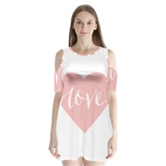 Love Valentines Heart Pink Shoulder Cutout Velvet  One Piece