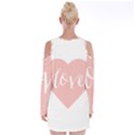 Love Valentines Heart Pink Velvet Long Sleeve Shoulder Cutout Dress View2