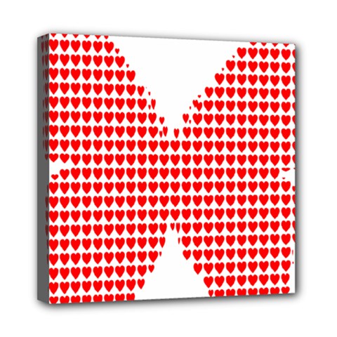 Hearts Butterfly Red Valentine Love Mini Canvas 8  X 8 