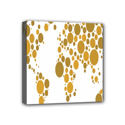 Map Dotted Gold Circle Mini Canvas 4  x 4 