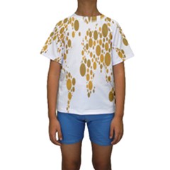 Map Dotted Gold Circle Kids  Short Sleeve Swimwear