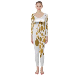 Map Dotted Gold Circle Long Sleeve Catsuit
