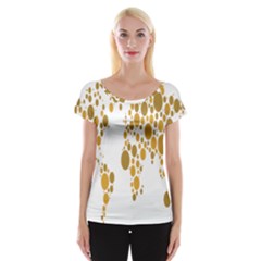 Map Dotted Gold Circle Women s Cap Sleeve Top