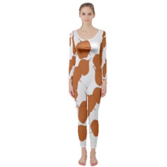 Machovka Autumn Leaves Brown Long Sleeve Catsuit