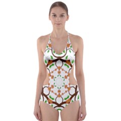 Floral Tree Leaf Flower Star Cut-out One Piece Swimsuit by Alisyart