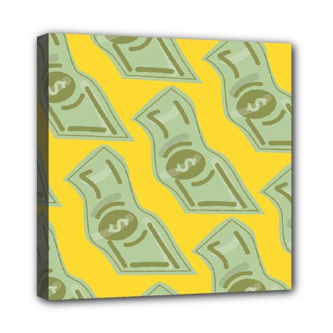 Money Dollar $ Sign Green Yellow Mini Canvas 8  X 8  by Alisyart