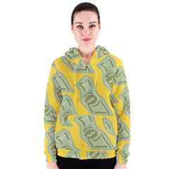 Money Dollar $ Sign Green Yellow Women s Zipper Hoodie by Alisyart