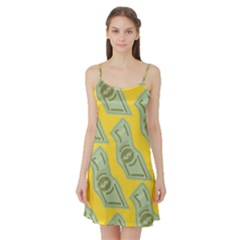 Money Dollar $ Sign Green Yellow Satin Night Slip by Alisyart