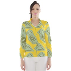 Money Dollar $ Sign Green Yellow Wind Breaker (women) by Alisyart