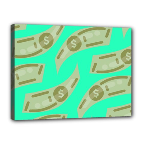 Money Dollar $ Sign Green Canvas 16  X 12 