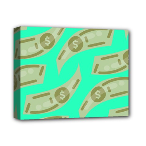 Money Dollar $ Sign Green Deluxe Canvas 14  X 11 