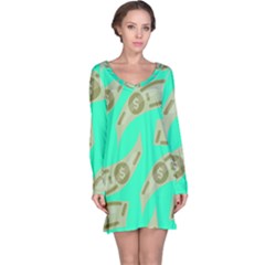 Money Dollar $ Sign Green Long Sleeve Nightdress