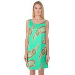 Money Dollar $ Sign Green Sleeveless Satin Nightdress