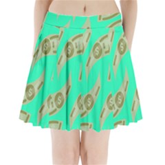 Money Dollar $ Sign Green Pleated Mini Skirt by Alisyart