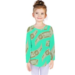 Money Dollar $ Sign Green Kids  Long Sleeve Tee