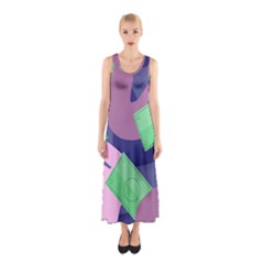 Money Dollar Green Purple Pink Sleeveless Maxi Dress