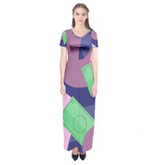 Money Dollar Green Purple Pink Short Sleeve Maxi Dress by Alisyart