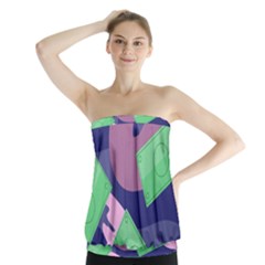 Money Dollar Green Purple Pink Strapless Top