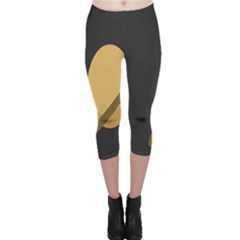 Saturn Ring Planet Space Orange Capri Leggings 