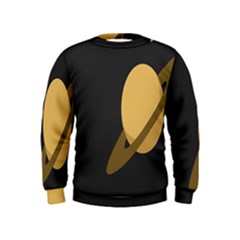 Saturn Ring Planet Space Orange Kids  Sweatshirt by Alisyart